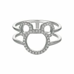 Disney CRISLU Ring - Mickey Mouse Open Icon - Platinum