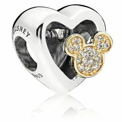 Disney Pandora Charm - Mickey & Minnie Heart With Wristlet