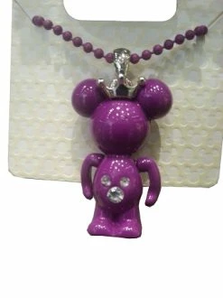 Disney Necklace - Minnie Mouse Figurine With Crown - Purple
