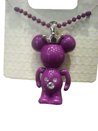 Disney Necklace - Minnie Mouse Figurine With Crown - Purple