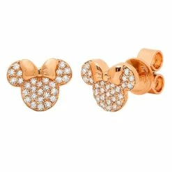 Disney CRISLU Stud Earrings - Minnie Mouse Icon - Rose Gold