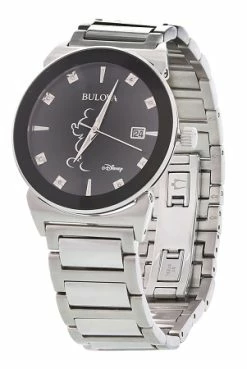 Disney Wrist Watch For Men - Bulova - Profile Mickey - Silver