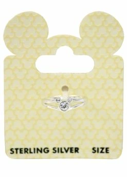 Disney Ring - Mickey Icon - Clear Stone - Sterling Silver