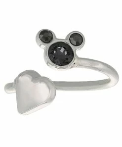 Disney Ring - Mickey Icon And Heart - Black - Adjustable