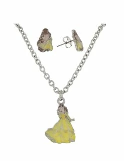 Disney Necklace And Earrings Set - Belle - Beauty And The Beast