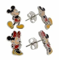 Disney Earrings Set - Mickey And Minnie Mouse - Set Of 2