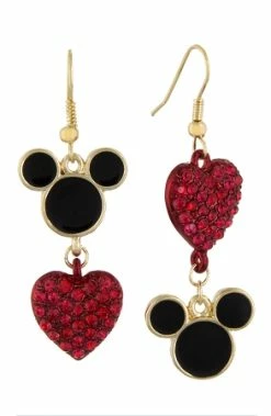 Disney Drop Earrings - Mickey And Heart