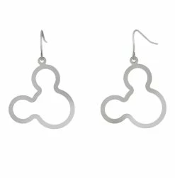 Disney Dangle Earrings - Mickey Mouse Icon Outline - Silver