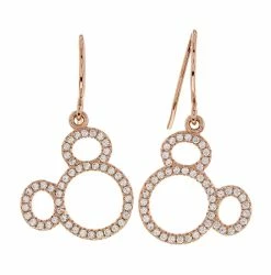 Disney Crislu Drop Earrings - Mickey O - Rose Gold