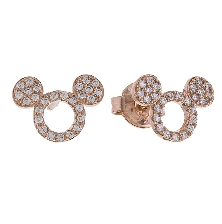 Disney Crislu Earrings - Mickey O Icon - Rose Gold
