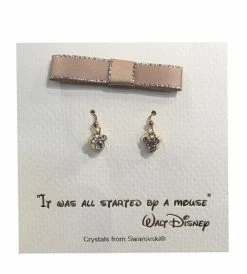 Disney Dangle Earrings - Mickey Mouse Icon With Gift Bag - Gold