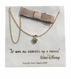 Disney Necklace - Mickey Mouse Icon With Gift Bag - Gold