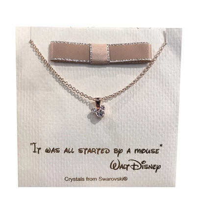 Disney Necklace - Mickey Mouse Icon With Gift Bag - Rose Gold