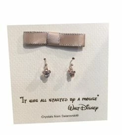 Disney Dangle Earrings - Mickey Mouse Icon With Gift Bag - Rose Gold