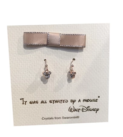 Disney Dangle Earrings - Mickey Mouse Icon With Gift Bag - Rose Gold