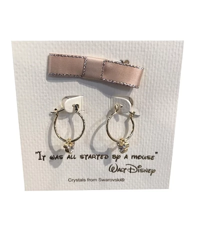 Disney Earrings - Mickey Mouse Small Hoop With Gift Bag - Rose Gold