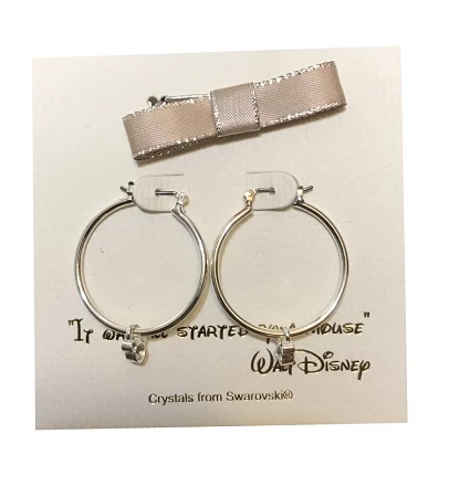 Disney Earrings - Mickey Mouse Hoop With Gift Bag - Silver