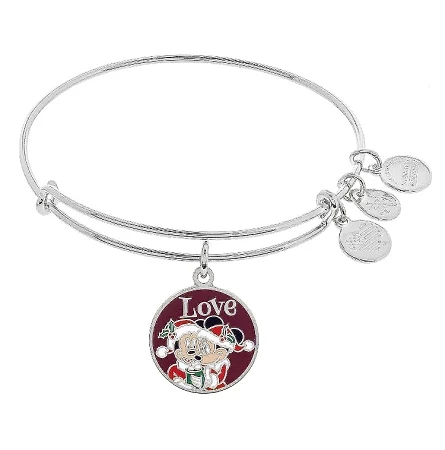 Disney Alex And Ani Bracelet - Santa Mickey And Minnie - Silver