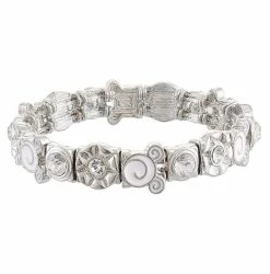 Disney Stretch Bracelet - Mickey Swirl Icon - White And Silver
