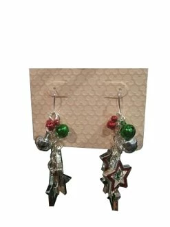 Disney Dangle Earrings - Christmas - Mickey Mouse Icon, Stars And Bell