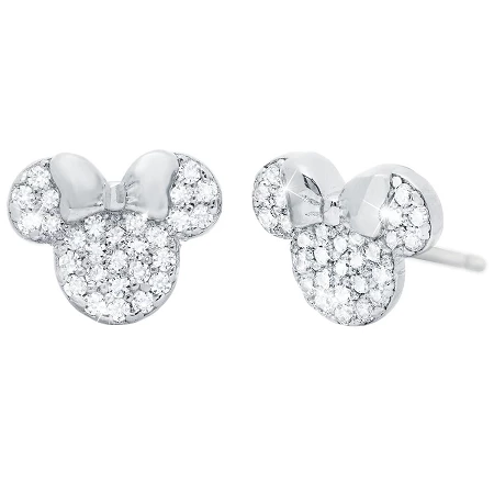 Disney CRISLU Stud Earrings - Minnie Mouse Icon - Silver