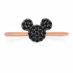 Disney CRISLU Ring - Mickey Mouse Black Pave - Rose Gold
