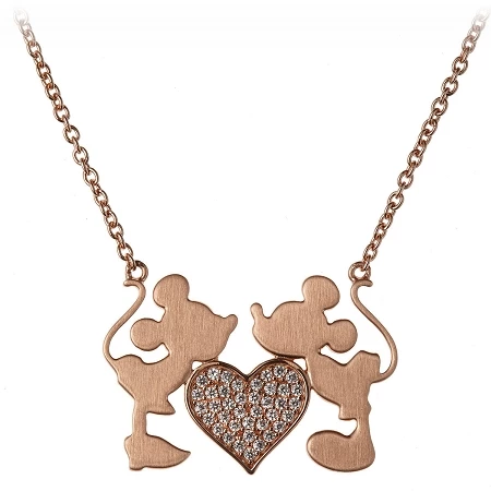 Disney Rebecca Hook Necklace - Mickey And Minnie Mouse Kiss