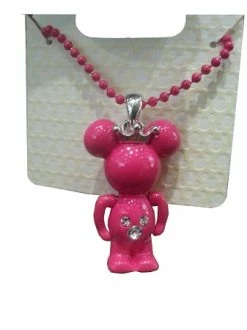 Disney Necklace - Minnie Mouse Figurine With Crown - Pink