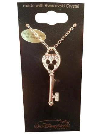 Disney Arribas Necklace - Crystal Key Mickey Mouse - Heart - Gold