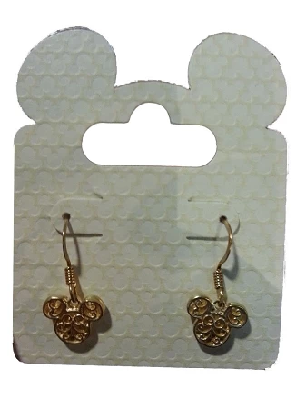 Disney Dangle Earrings - Mickey Mouse Icon Filigree - Gold