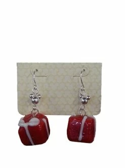 Disney Dangle Earrings - Christmas Present - Red