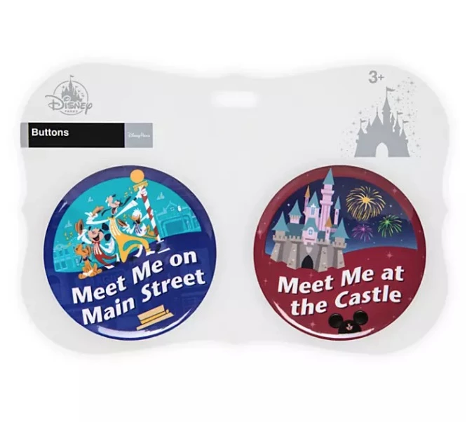 Disney Souvenir Button Set - Main Street U.S.A And Fantasyland Castle