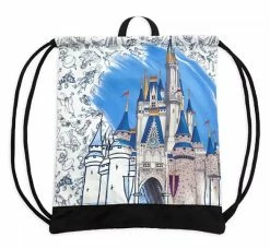 Disney Cinch Sack Bag - Ink & Paint - Cinderella Castle