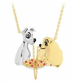 Disney Crislu Necklace - Lady And The Tramp - Gold