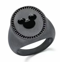 Disney Crislu Ring For Men - Signet Mickey Mouse Icon