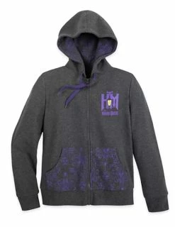 Disney Zip Up Hoodie For Women - The Haunted Mansion - Gray