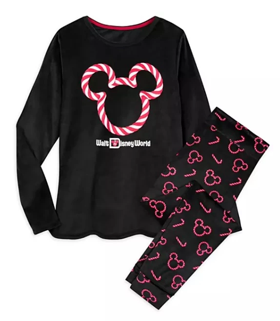 Disney Pajama Set For Women - Holiday Mickey Mouse Peppermint - Velour