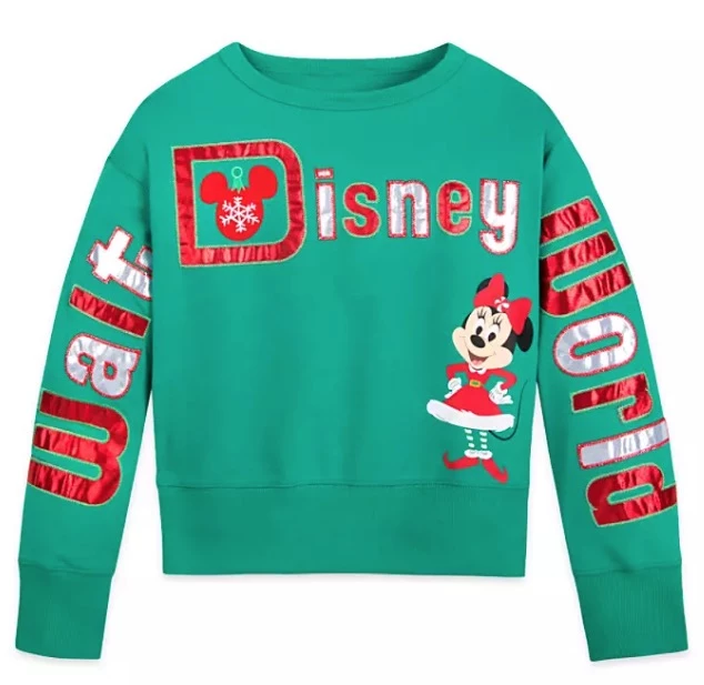 Disney Girl's Pullover Top - Holiday Minnie Mouse - Walt Disney World - Green