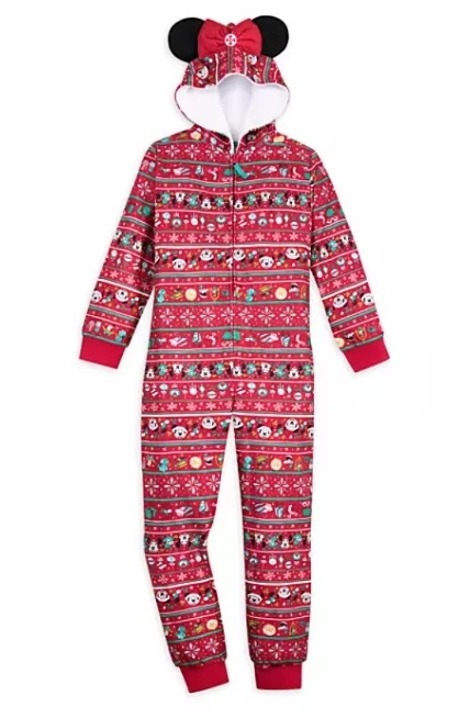 Disney Pajamas Bodysuit For Girls - Holiday Mickey And Minnie Mouse - Red