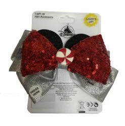 Disney Hair Bow Clip - Holiday Minnie Mouse - Light Up