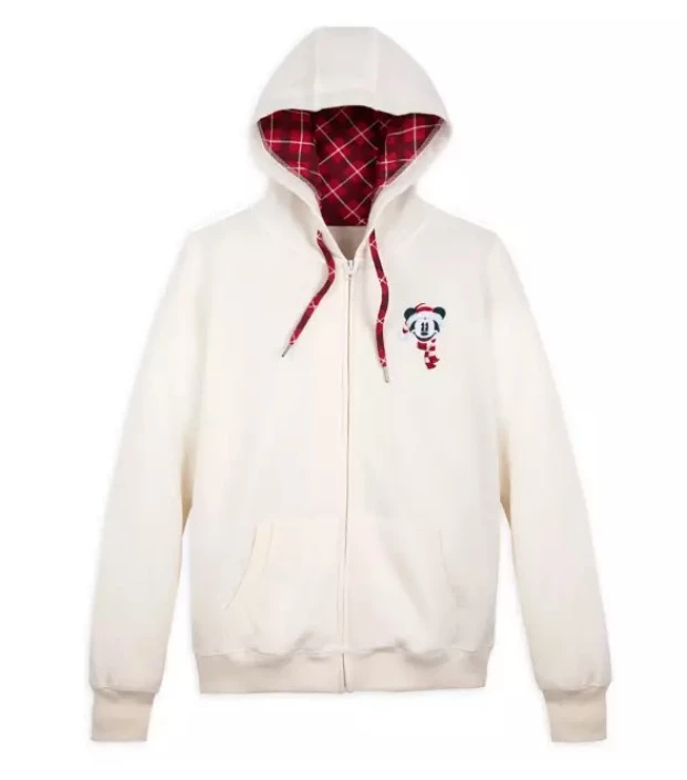 Disney Zip Up Hoodie For Women - Holiday Mickey - White