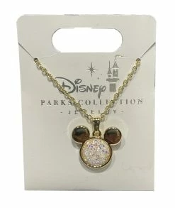Disney Necklace - Mickey Mouse Icon - White Sparkle Stone