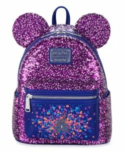 Disney Loungefly Backpack - Fantasyland Castle Sequin - Purple & Silver