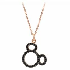 Disney CRISLU Necklace - Mickey Mouse Pave Icon - Rose Gold - Small