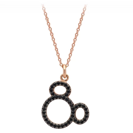 Disney CRISLU Necklace - Mickey Mouse Pave Icon - Rose Gold - Small