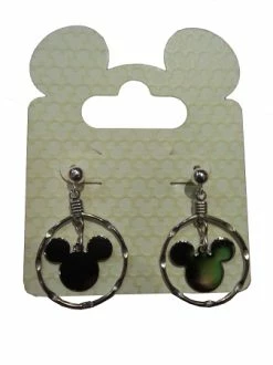 Disney Dangle Earrings - Mickey Mouse Icon - Double Silver